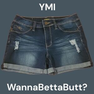 YMI Dark Blue Distressed Jean Shorts. Size 7